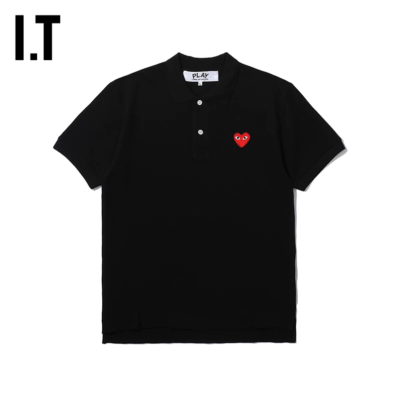 It cdg play comme des garçons Kawaku Ling мужская рубашка POLO красная вышивка любви