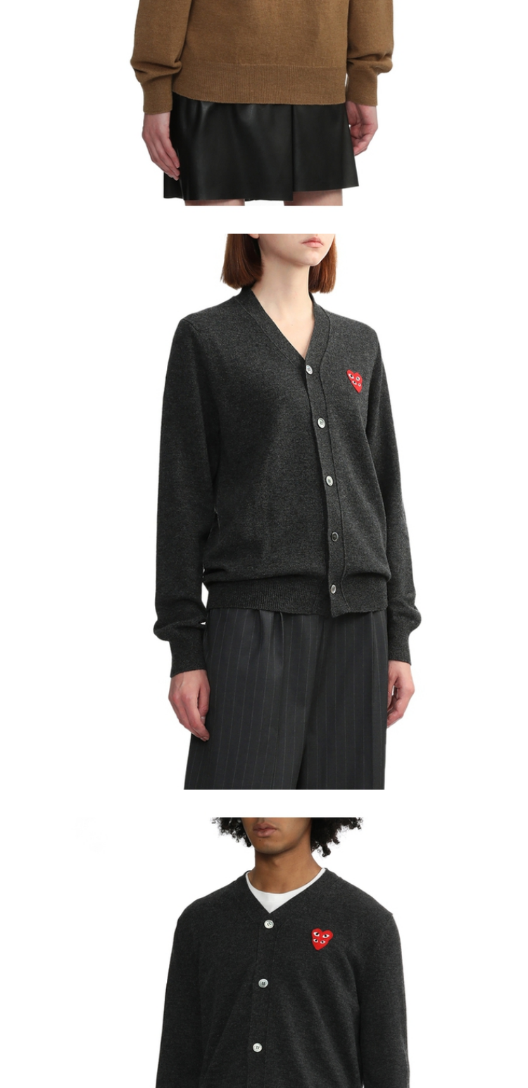 товар из китая it cdg play comme des garcons川久保玲情侣款基础羊毛针织开衫 I.t