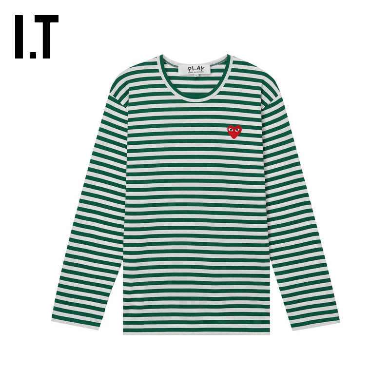 IT CDG PLAY COMME des GARCONS Kawakubo Rei пара striped длинными рукавами футболка освежающая и модная