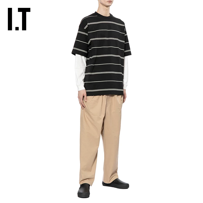 IT CDG COMME des GARCONS HOMME мужская фейковая двухдетная полосатая длинно-рукавная футболка с энергетическим городским стилем
