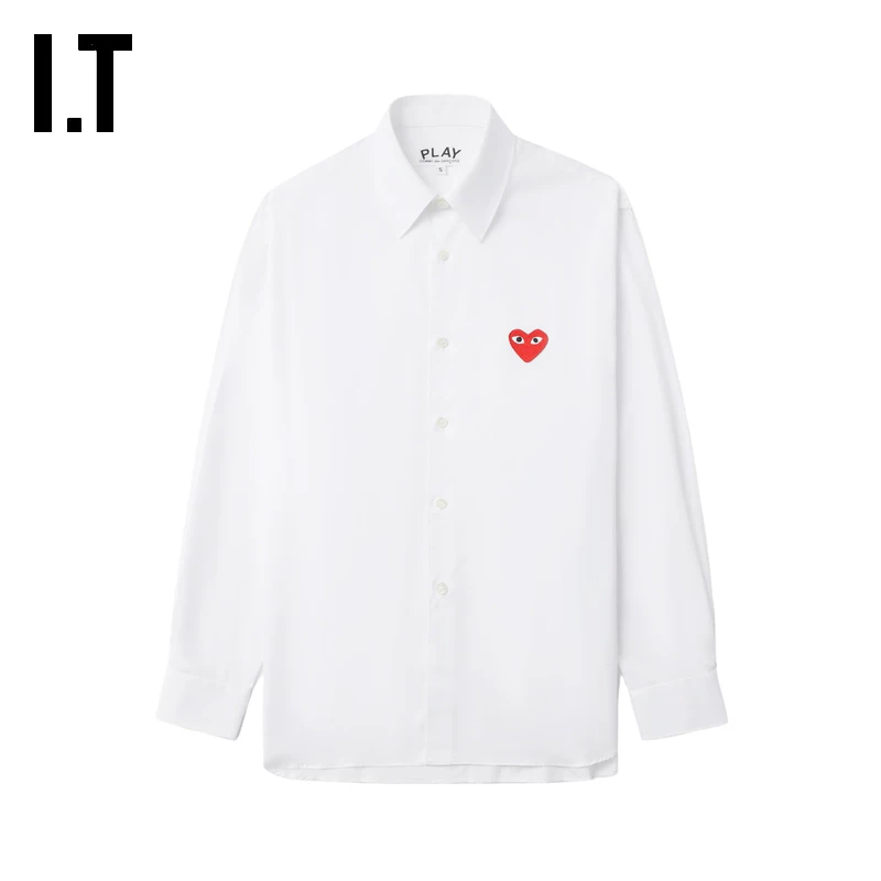 Кожаная куртка IT CDG PLAY COMME des GARCONS Rei Kawakubo пара в обтяжку с лацканом рубашка с длинным рукавом