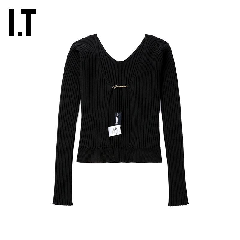 It Jacquemus Women's Open-Front Knitted Cardigan New Style Sexy and Hot with Logo Embellishments 3Kn500Xm It Jacquemus Women's Open-Front Knitted Cardigan New Style Sexy and Hot with Logo Embellishments 3Kn500Xm