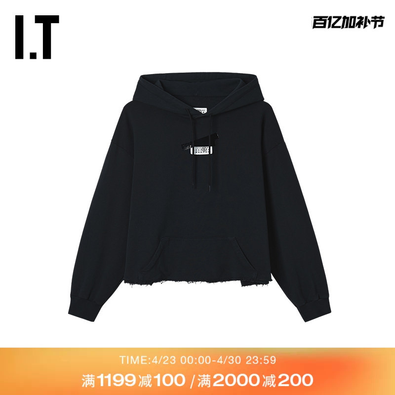 It Mm6 Maison Margiela Women's Hooded Sweatshirt New Trendy Casual Frayed Edge Hoodie Top