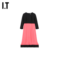 IT CDG COMME des GARCONS women's three-quarter sleeve dress fashionable Japanese silhouette color block mid-length skirt