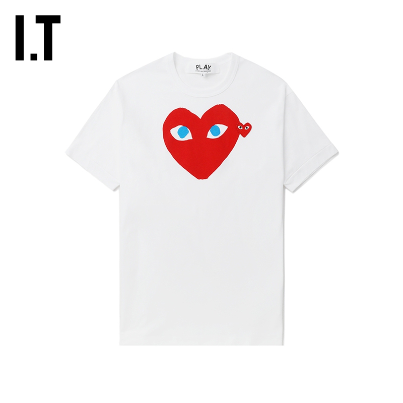 It Cdg Play Comme Des Garcons Rei Kawakubo Couple's Love Logo Decorated Short-Sleeved T-Shirt