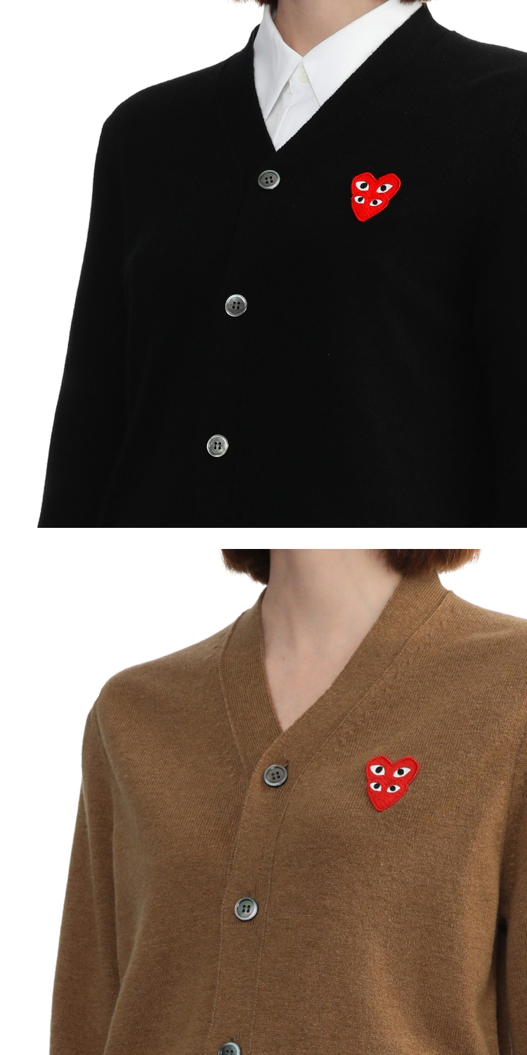 товар из китая it cdg play comme des garcons川久保玲情侣款基础羊毛针织开衫 I.t