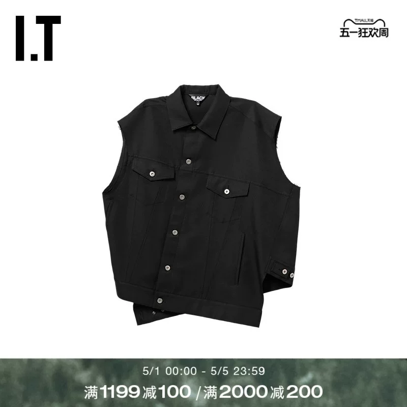 IT CDG COMME des GARCONS HOMME BLACK Стиль пары Диагонально-подкладочная свободная жилетка