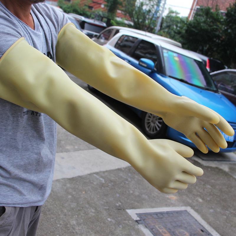 Rubber gloves increase long and thick men's laundry wear resistance acid and alkali resistance housework car wash restaurant canteen washing gloves