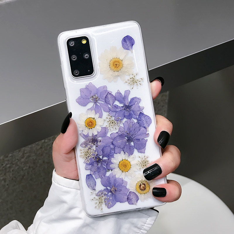 Samsung Note20ultra mobile phone protective shell luxury flower soft shell Galaxys20 transparent flash powder note10 fresh immortality flower s20fe literary art s21