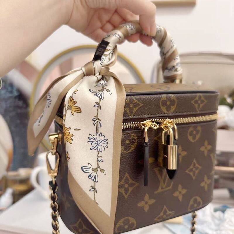Lvβt Small Silk Scarf Tied with Ribbon Wrapped with Long Hair Tie Hair Streamer Box Bag Handle Tie Presbyopia