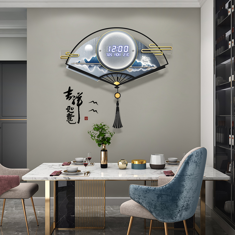 2023 new modern creative hanging clock living room clock home minimalist atmosphere clock hanging wall restaurant hanging table muted-Taobao