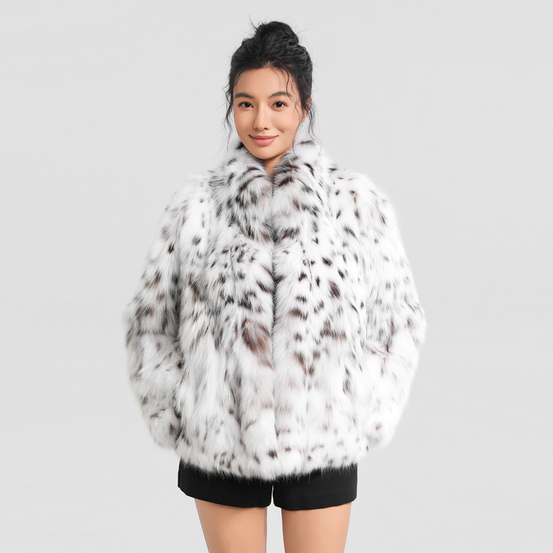Bello Fur L126323 European Imported C1 Pure White Lynx Cat Full of Aura Warm Fur Coat