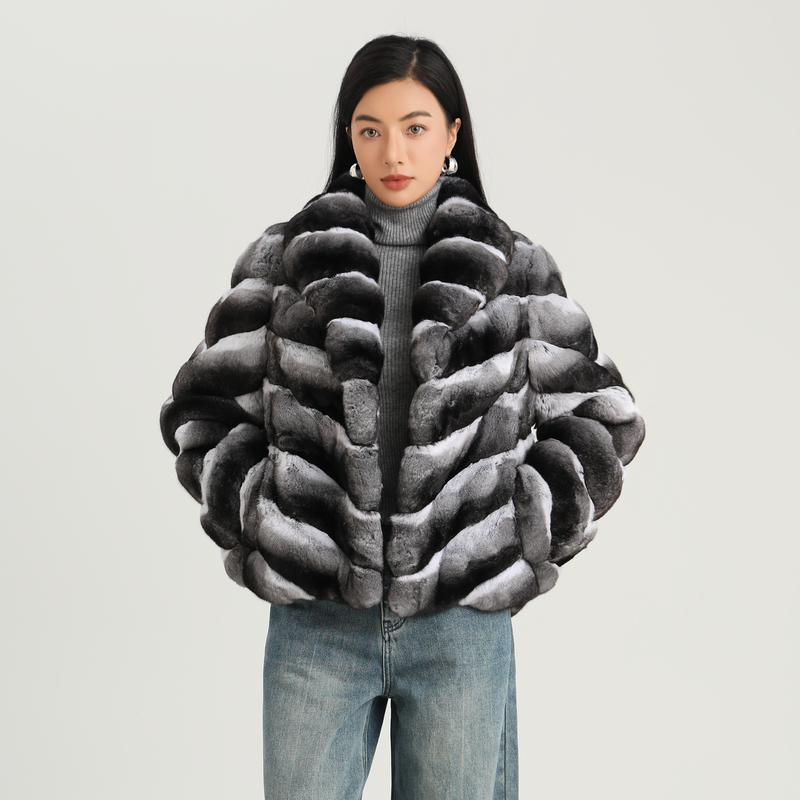 Bello Fur C225211 Large Lapel Xxxd Teal Blue Chinchilla Soft Fashionable Queen Fur Coat