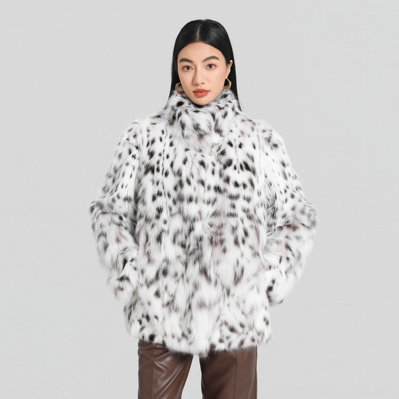 Bello Fur L225295 Lynx Cat Luxurious Pure White Snow White Elf Fashion Versatile Fur Coat