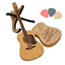 Guitarr Pick Box Holder Wood Guitar Pick Organizer Box With