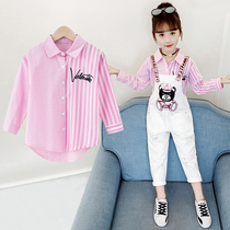 Spring and Autumn Girls Long Sleeve Cotton Shirt Medium Childrens Thin Shirt Korean version of Childrens Little Girl Autumn Clothes Top