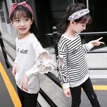 Girls Long Sleeved Sweats Autumn Thin Medium Children Loose base shirt Children Girls 2021 Spring and Autumn New Top