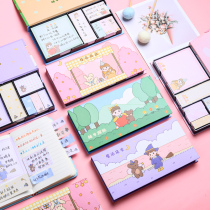 Post-it notes Korean ins students use cute sticky strong cartoon stickers girl heart can be torn creative multi-functional small fresh set notes n times stickers self-adhesive message notes note pad