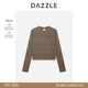 DAZZLE Disu Ole sweater winter dark khaki wool striped sweater set two-piece