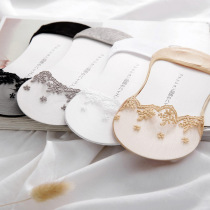 Smoke non-flower lace boat socks feet tip transparent embroidery socks shallow mouth invisible skating socks summer thin socks whiteboard