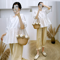 Maternity pants womens spring and summer outdoor sports pants spring and autumn casual thin wide-leg pants for small people summer suits