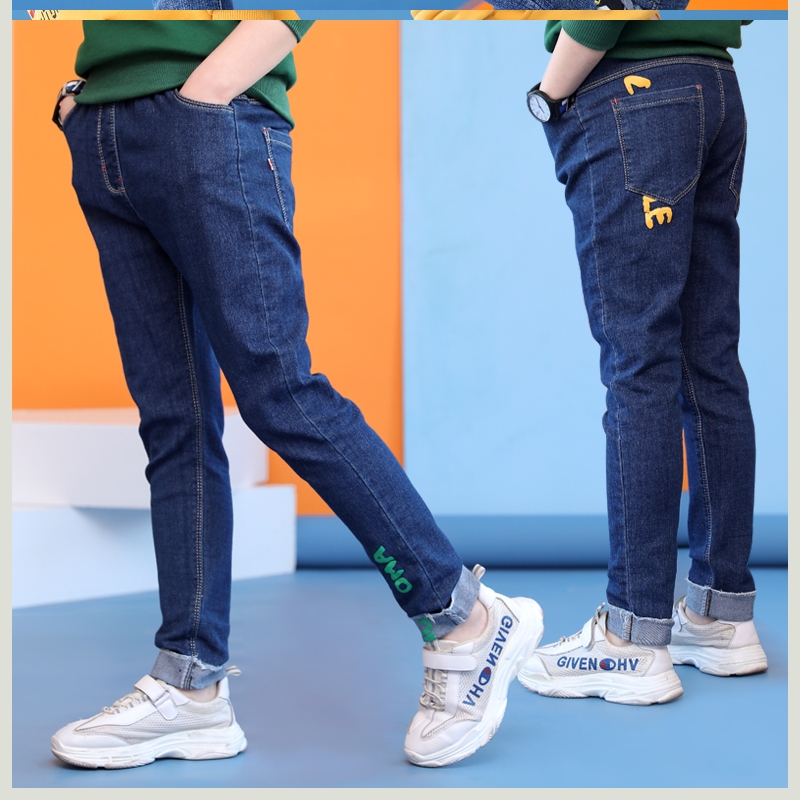 Bé 15 tuổi quần ròng thời trang màu đỏ giá rẻ mùa xuân váy boy denim mùa xuân và mùa thu trẻ em 150cm mùa hè 12 tuổi mặc bên ngoài