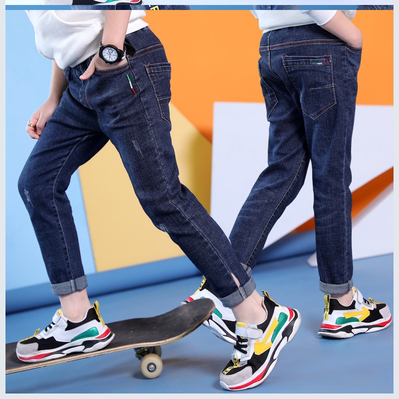 Bé 15 tuổi quần ròng thời trang màu đỏ giá rẻ mùa xuân váy boy denim mùa xuân và mùa thu trẻ em 150cm mùa hè 12 tuổi mặc bên ngoài