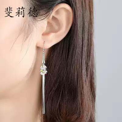 Earrings female sterling silver temperament fashion simple long version of wild Net red earrings exquisite hipster trendy tassels ear ornaments