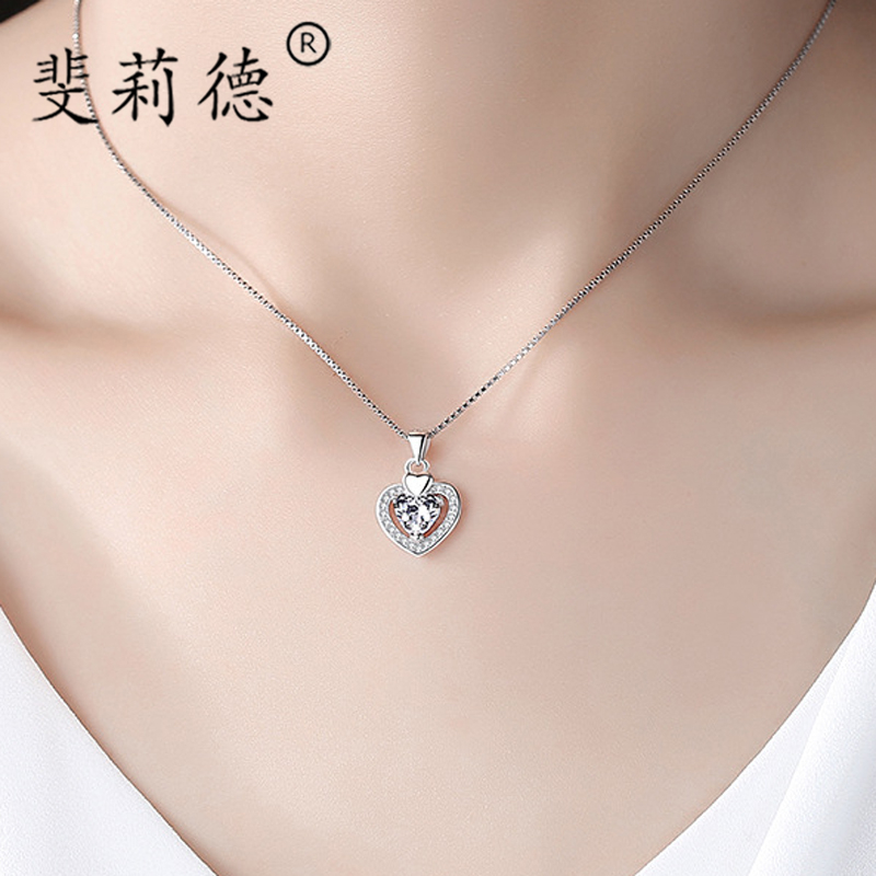 s999 pure silver necklace girl jitsu the same style Han edition of the minimal network red kkkle core pendant jewelry