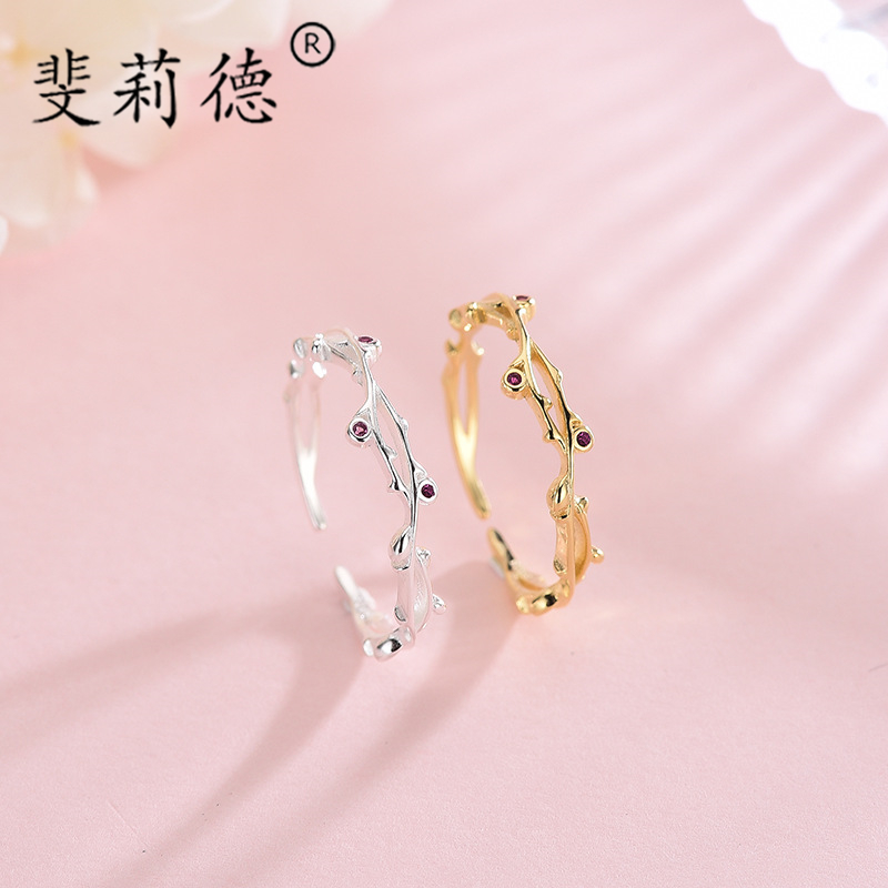 S925 Pure Silver Superior Feel Inlaid Diamond Ring Woman 100 hitch Han version Internet Red Tides Fashion Sweet minimalist Personality Hand Accessories