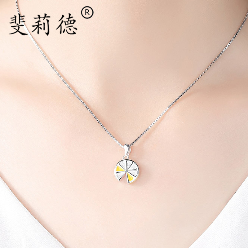 Little lemon neckladies pure silver mesh red send a simple pendant to give girlfriend gifts fun cute kleck chain
