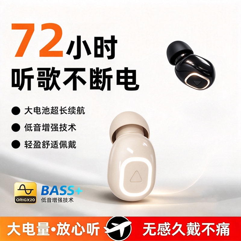 Mini Bluetooth Earphones, In-Ear, Sleep-Friendly, True Wireless, 2026 New Model, Ultra-Small, Invisible, Noise-Canceling for Work, Long Battery Life