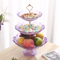 Multi-layer fruit plate Household coffee table storage living room candy plate Snack melon seed plate Plastic base creative dried fruit plate