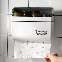 Plastic kitchen with lid rack non-perforated wall multi-function condiment storage box paper towel fresh Bag Hanger