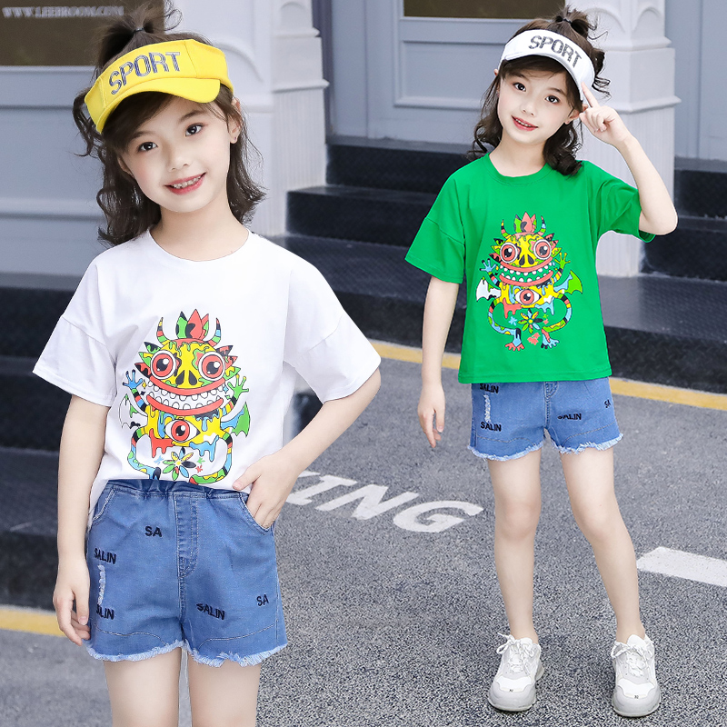 Girls' denim shorts, new style, all-match, Korean version, raw edge, ripped hole, foreign style, fashion, thin section, medium and big children's underwear