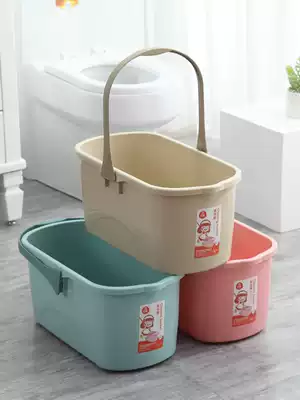 Household flat mop bucket sponge rubber cotton mop cleaning bucket rectangular portable plastic wheel bucket wash bucket