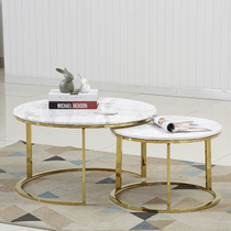 Light extravagant round tea table minimalist living-room combined size tea table living room corner a few sides a few stainless steel marble tea table