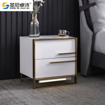 Light extravagant intelligent bed head cabinet modern minimalist wireless charging with nightlight multifunctional bedside solid wood storage cabinet