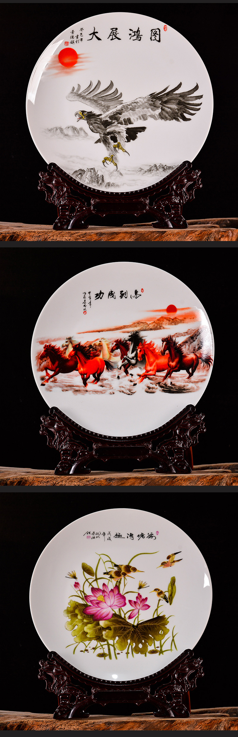 Jingdezhen ceramic lad merrily merrily decorative plates of new Chinese style living room porch TV ark, handicraft furnishing articles