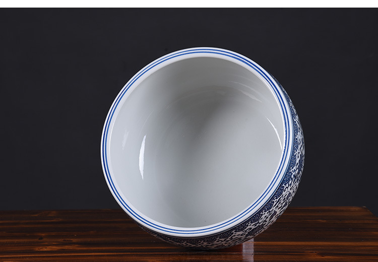 Basin of jingdezhen blue and white porcelain ceramic bowl lotus Basin water lily lotus special household cornucopia hydroponic grass cooper