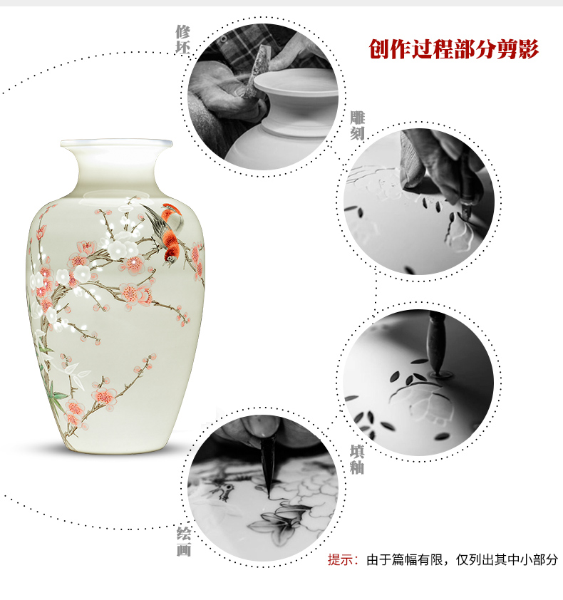 New Chinese style of jingdezhen ceramics powder enamel hand - made big vase furnishing articles flower arranging home sitting room decoration decoration process