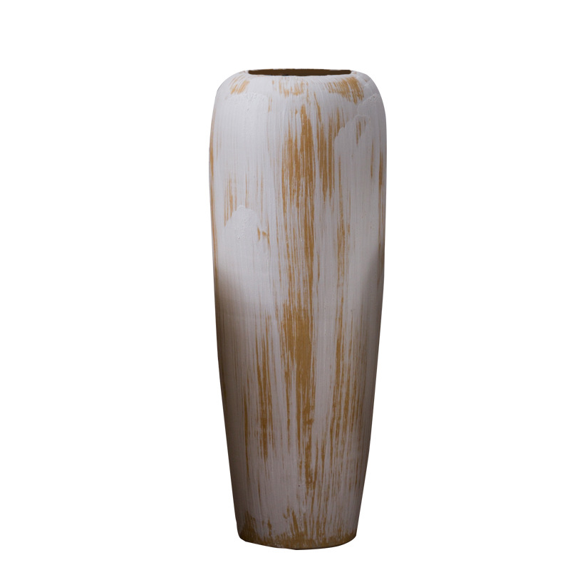 Clay coarse pottery white vase sitting room hotel villa hydroponic home decoration ceramic jar window furnishing articles