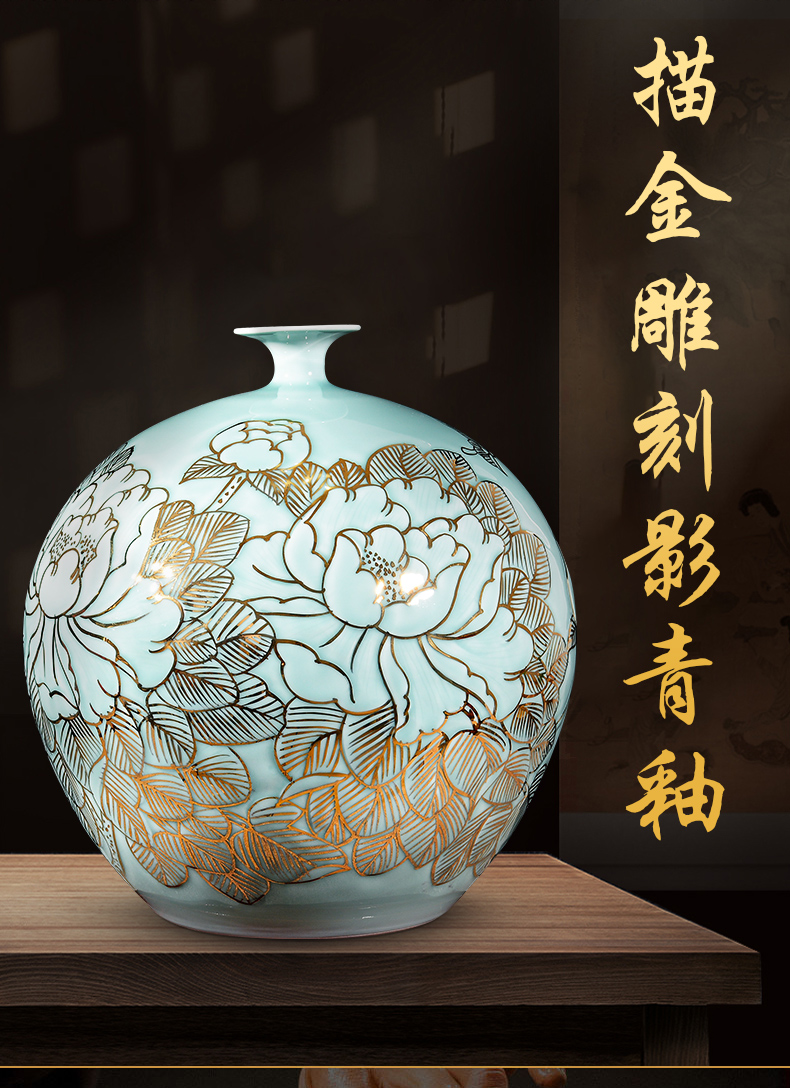 Jingdezhen ceramics hand - made light see vases, new Chinese style household living room key-2 luxury furnishing articles large porch TV ark