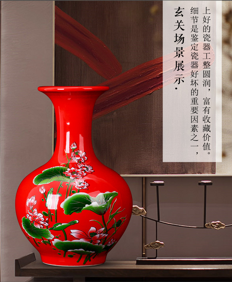 Jingdezhen ceramics, vases, flower arranging Chinese red lotus sitting room place, a new Chinese style household TV ark, arts and crafts