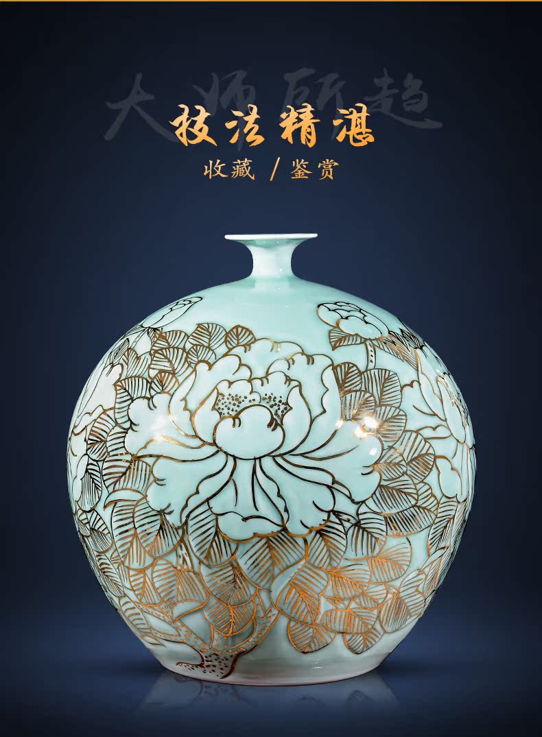 Jingdezhen ceramics hand - made of new Chinese style light see colour vase type pomegranate flower arranging office sitting room key-2 luxury furnishing articles