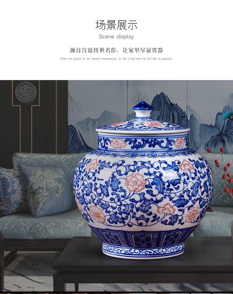 Blue and white porcelain of jingdezhen ceramics youligong storage jar archaize sitting room porch study Chinese collection furnishing articles