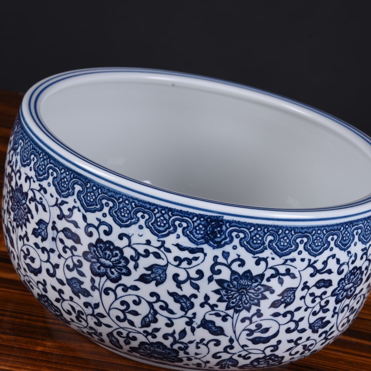 Basin of jingdezhen blue and white porcelain ceramic bowl lotus Basin water lily lotus special household cornucopia hydroponic grass cooper