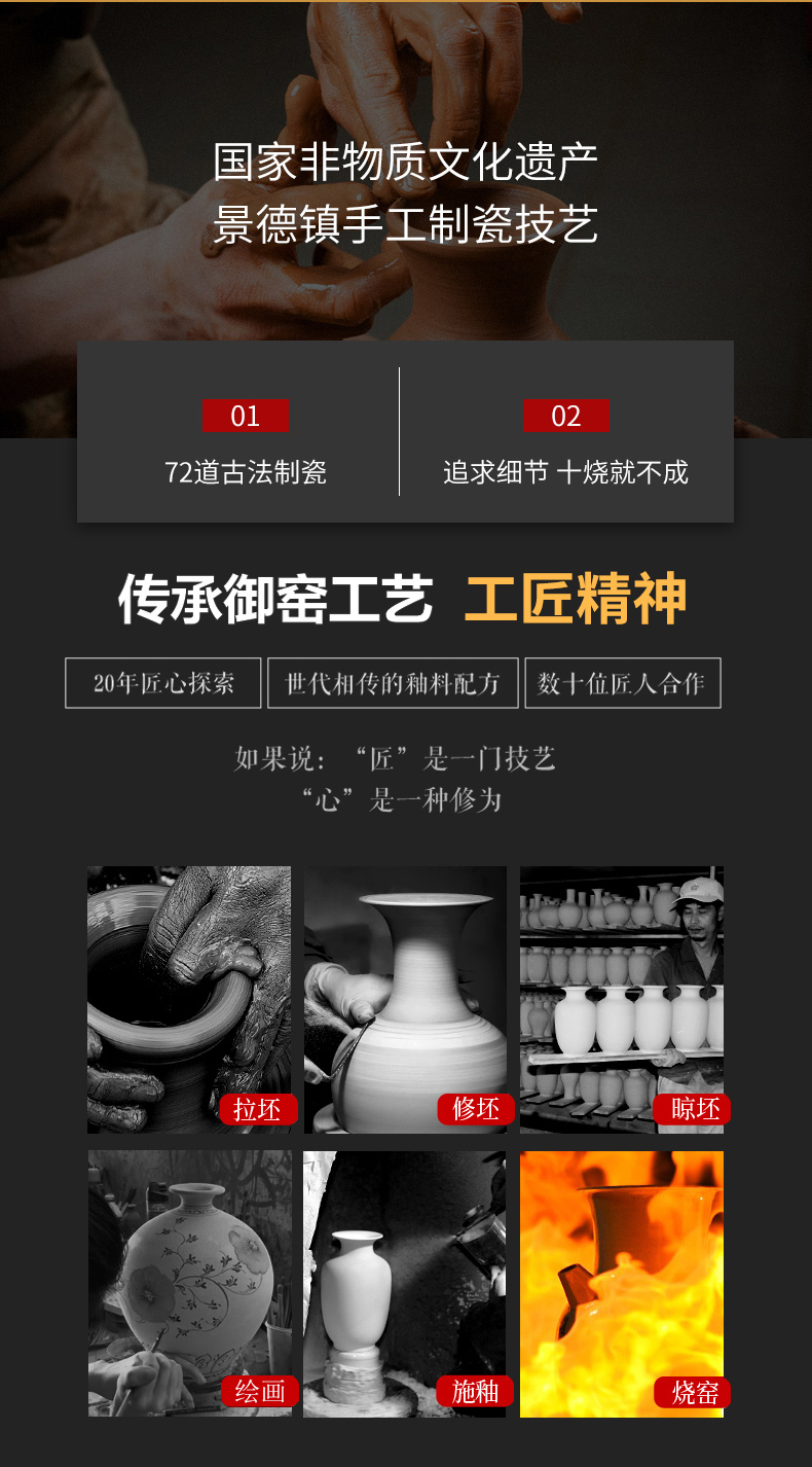 The Master of jingdezhen ceramic vase hand - made paint new Chinese style living room decoration office furnishing articles porcelain arts and crafts