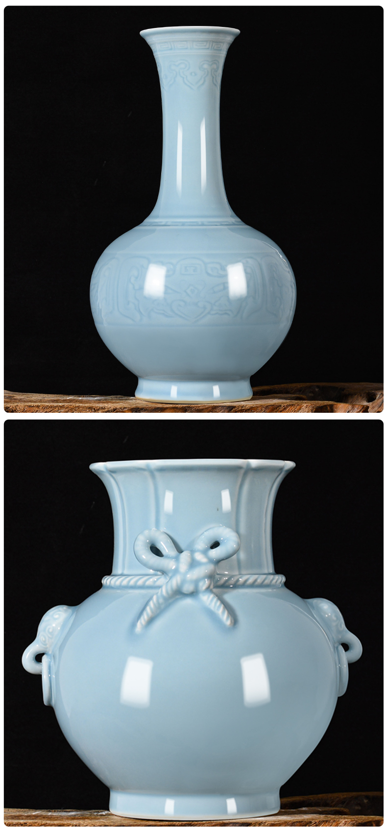 Jingdezhen ceramics vase archaize shadow blue glaze new Chinese style flower arrangement sitting room TV ark, furnishing articles home decoration