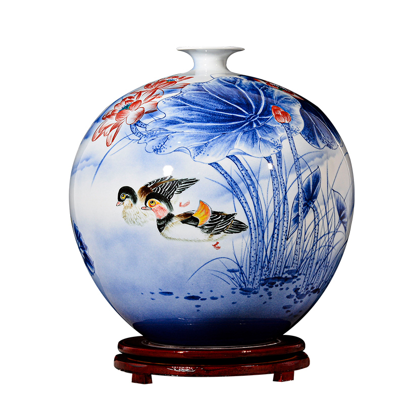 The Master of jingdezhen ceramic hand - made vases yuanyang flower arranging new Chinese style living room home TV ark, handicraft furnishing articles